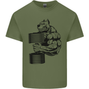 Bulldog Gym Training Top Weightlifting Mens Cotton T-Shirt Tee Top Military Green