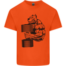 Bulldog Gym Training Top Weightlifting Mens Cotton T-Shirt Tee Top Orange