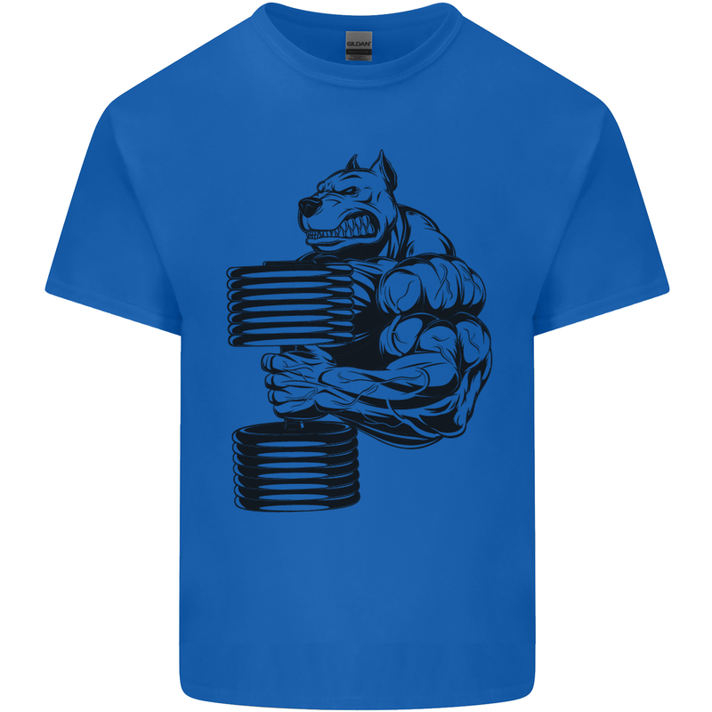 Bulldog Gym Training Top Weightlifting Mens Cotton T-Shirt Tee Top Royal Blue
