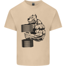 Bulldog Gym Training Top Weightlifting Mens Cotton T-Shirt Tee Top Sand