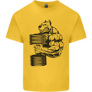 Bulldog Gym Training Top Weightlifting Mens Cotton T-Shirt Tee Top Yellow