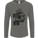 Bulldog Gym Training Top Weightlifting Mens Long Sleeve T-Shirt Charcoal