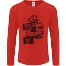 Bulldog Gym Training Top Weightlifting Mens Long Sleeve T-Shirt Red