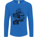 Bulldog Gym Training Top Weightlifting Mens Long Sleeve T-Shirt Royal Blue