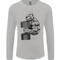 Bulldog Gym Training Top Weightlifting Mens Long Sleeve T-Shirt Sports Grey