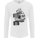 Bulldog Gym Training Top Weightlifting Mens Long Sleeve T-Shirt White