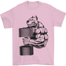 Bulldog Gym Training Top Weightlifting Mens T-Shirt Cotton Gildan Light Pink