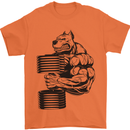 Bulldog Gym Training Top Weightlifting Mens T-Shirt Cotton Gildan Orange