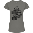 Bulldog Gym Training Top Weightlifting Womens Petite Cut T-Shirt Charcoal