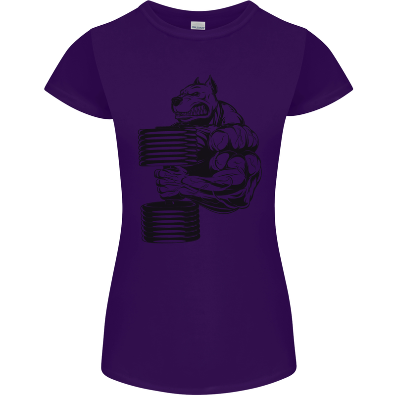 Bulldog Gym Training Top Weightlifting Womens Petite Cut T-Shirt Purple