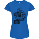 Bulldog Gym Training Top Weightlifting Womens Petite Cut T-Shirt Royal Blue