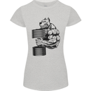 Bulldog Gym Training Top Weightlifting Womens Petite Cut T-Shirt Sports Grey