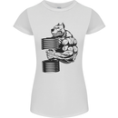 Bulldog Gym Training Top Weightlifting Womens Petite Cut T-Shirt White