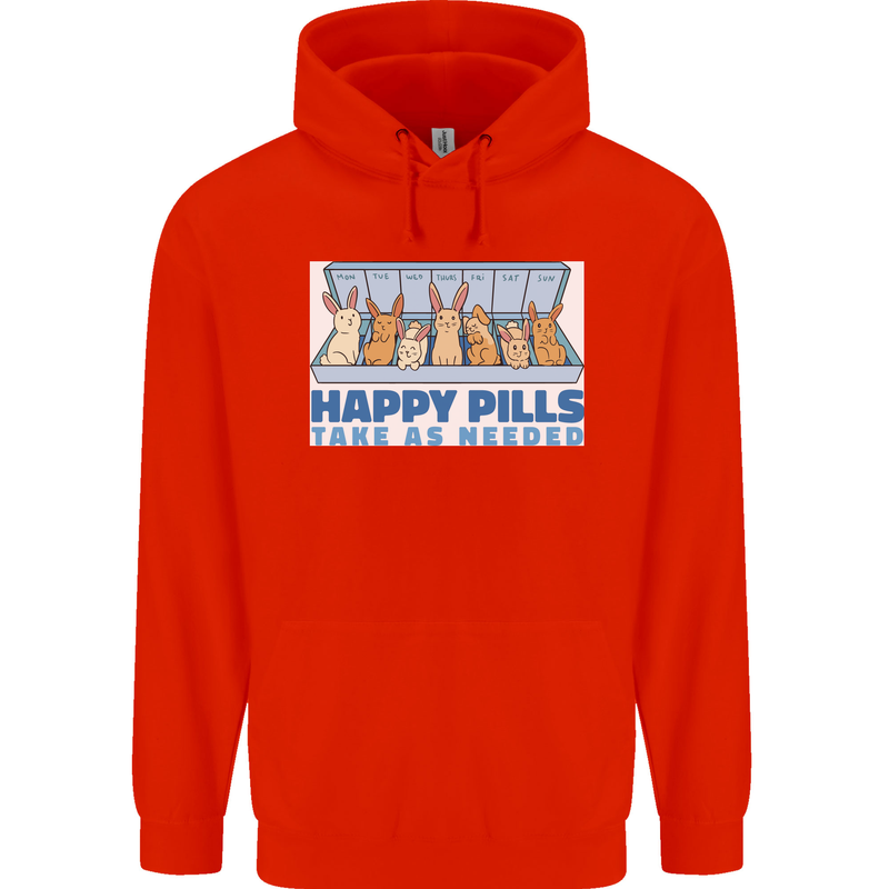 Bunny Rabbit Happy Pills Antidepressant Childrens Kids Hoodie Bright Red
