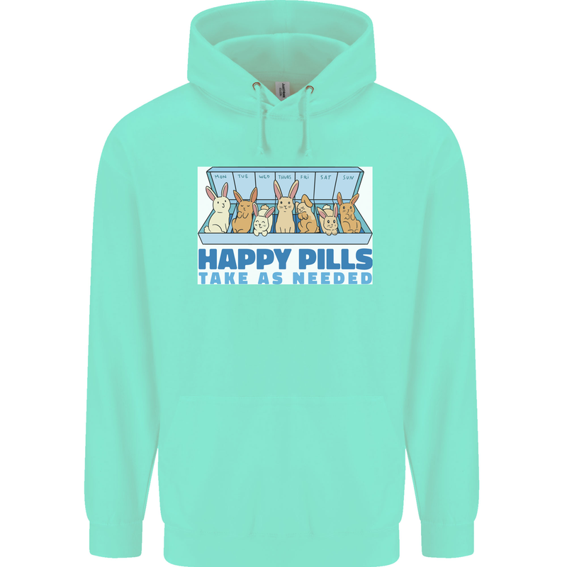 Bunny Rabbit Happy Pills Antidepressant Childrens Kids Hoodie Peppermint