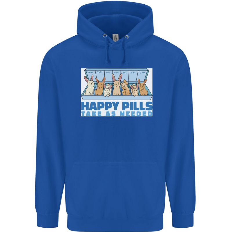 Bunny Rabbit Happy Pills Antidepressant Childrens Kids Hoodie Royal Blue