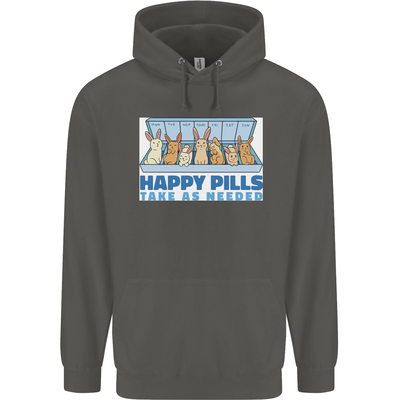 Bunny Rabbit Happy Pills Antidepressant Childrens Kids Hoodie Storm Grey