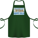Bunny Rabbit Happy Pills Antidepressant Cotton Apron 100% Organic Forest Green
