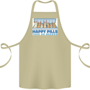 Bunny Rabbit Happy Pills Antidepressant Cotton Apron 100% Organic Khaki