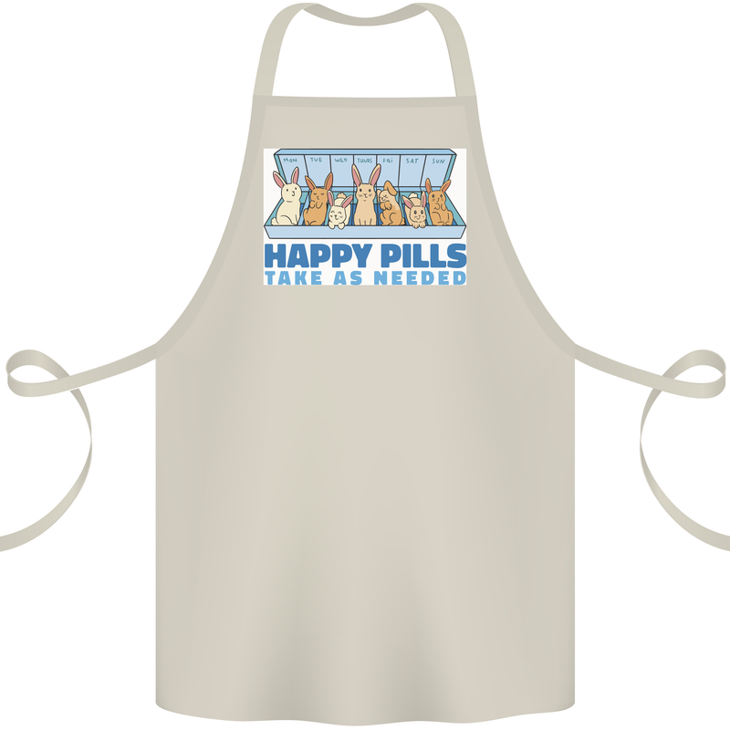 Bunny Rabbit Happy Pills Antidepressant Cotton Apron 100% Organic Natural