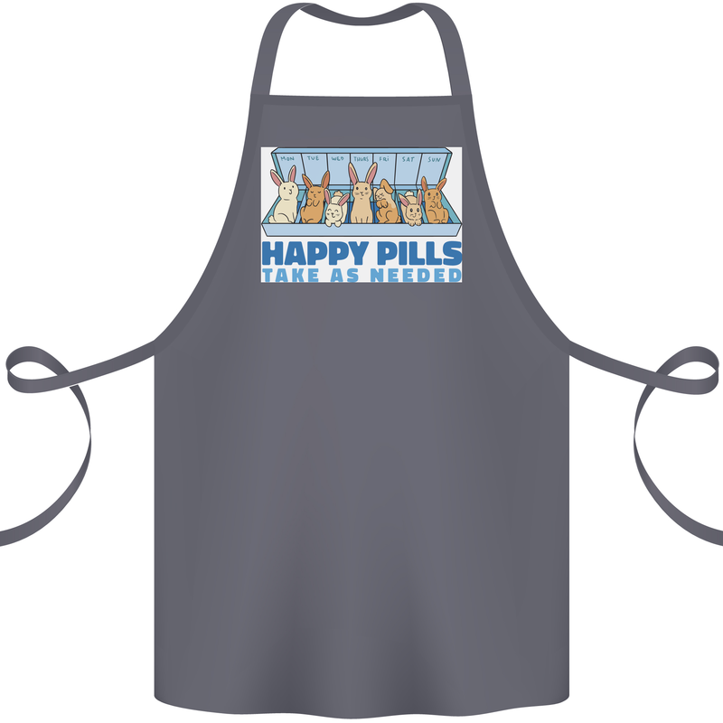 Bunny Rabbit Happy Pills Antidepressant Cotton Apron 100% Organic Steel