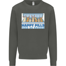 Bunny Rabbit Happy Pills Antidepressant Kids Sweatshirt Jumper Storm Grey