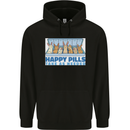 Bunny Rabbit Happy Pills Antidepressant Mens 80% Cotton Hoodie Black