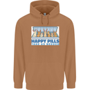 Bunny Rabbit Happy Pills Antidepressant Mens 80% Cotton Hoodie Caramel Latte