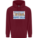 Bunny Rabbit Happy Pills Antidepressant Mens 80% Cotton Hoodie Maroon