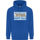Bunny Rabbit Happy Pills Antidepressant Mens 80% Cotton Hoodie Royal Blue