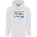 Bunny Rabbit Happy Pills Antidepressant Mens 80% Cotton Hoodie White