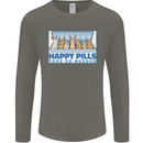 Bunny Rabbit Happy Pills Antidepressant Mens Long Sleeve T-Shirt Charcoal