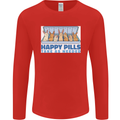 Bunny Rabbit Happy Pills Antidepressant Mens Long Sleeve T-Shirt Red