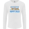 Bunny Rabbit Happy Pills Antidepressant Mens Long Sleeve T-Shirt White
