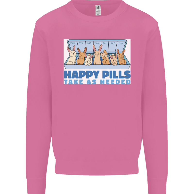 Bunny Rabbit Happy Pills Antidepressant Mens Sweatshirt Jumper Azalea