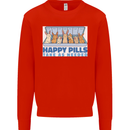Bunny Rabbit Happy Pills Antidepressant Mens Sweatshirt Jumper Bright Red