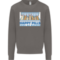 Bunny Rabbit Happy Pills Antidepressant Mens Sweatshirt Jumper Charcoal