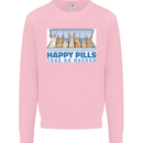 Bunny Rabbit Happy Pills Antidepressant Mens Sweatshirt Jumper Light Pink