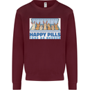 Bunny Rabbit Happy Pills Antidepressant Mens Sweatshirt Jumper Maroon
