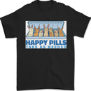 Bunny Rabbit Happy Pills Antidepressant Mens T-Shirt 100% Cotton Black