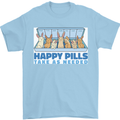 Bunny Rabbit Happy Pills Antidepressant Mens T-Shirt 100% Cotton Light Blue