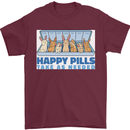 Bunny Rabbit Happy Pills Antidepressant Mens T-Shirt 100% Cotton Maroon