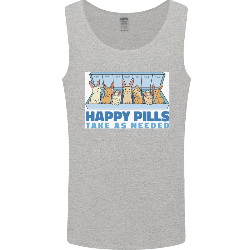 Bunny Rabbit Happy Pills Antidepressant Mens Vest Tank Top Sports Grey