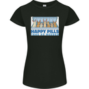 Bunny Rabbit Happy Pills Antidepressant Womens Petite Cut T-Shirt Black