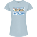 Bunny Rabbit Happy Pills Antidepressant Womens Petite Cut T-Shirt Light Blue