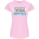 Bunny Rabbit Happy Pills Antidepressant Womens Petite Cut T-Shirt Light Pink
