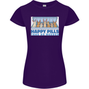 Bunny Rabbit Happy Pills Antidepressant Womens Petite Cut T-Shirt Purple