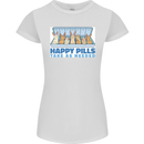 Bunny Rabbit Happy Pills Antidepressant Womens Petite Cut T-Shirt White