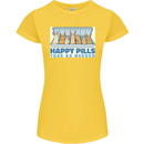 Bunny Rabbit Happy Pills Antidepressant Womens Petite Cut T-Shirt Yellow