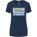 Bunny Rabbit Happy Pills Antidepressant Womens Wider Cut T-Shirt Navy Blue